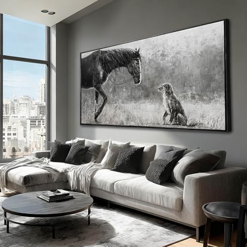 Green Canvas Wall Art for Living Room Flowers Grey Abstract Wall Decor White Horse Pictures Gold Leaves Artwork Arts for Hotel Office