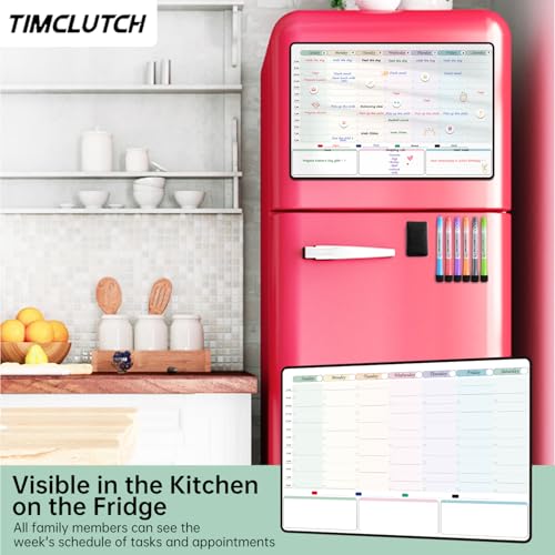Magnetic Dry Erase Weekly Planner with Hourly Time Slots Whiteboard Calendar for Fridge