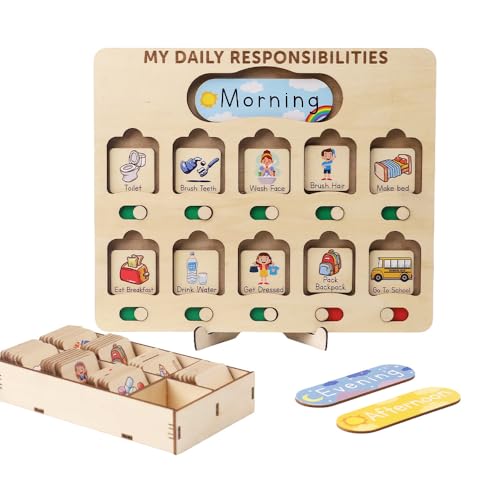 Wooden Chore Chart for Kids Visual Schedule